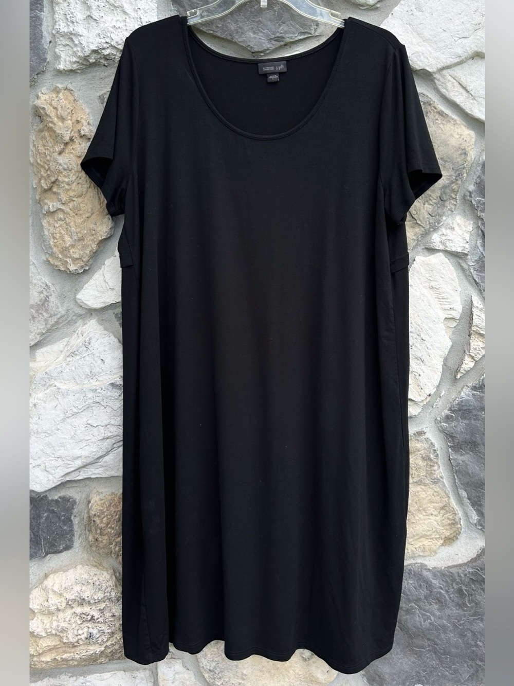 J. Jill Wearever Shirt Dress Size L Black Casual Soft Jersey Knit Minimalist